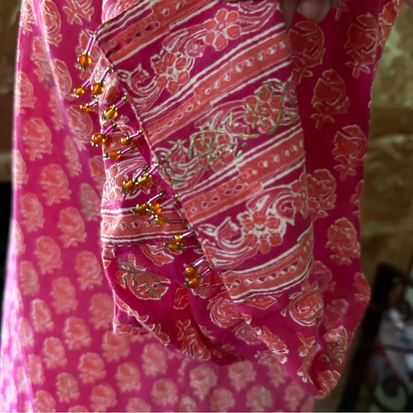 EAST ARTISAN with ANOKHI Floral Cotton Tunic Dress Top Size 10 Colors Pink Gold - Picture 6 of 15